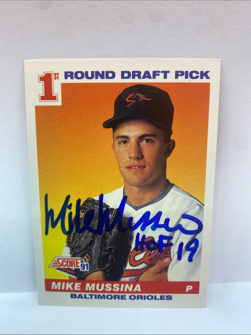 1991 Score Rookie Mike Mussina Orioles In Person Autograph #383 (089)